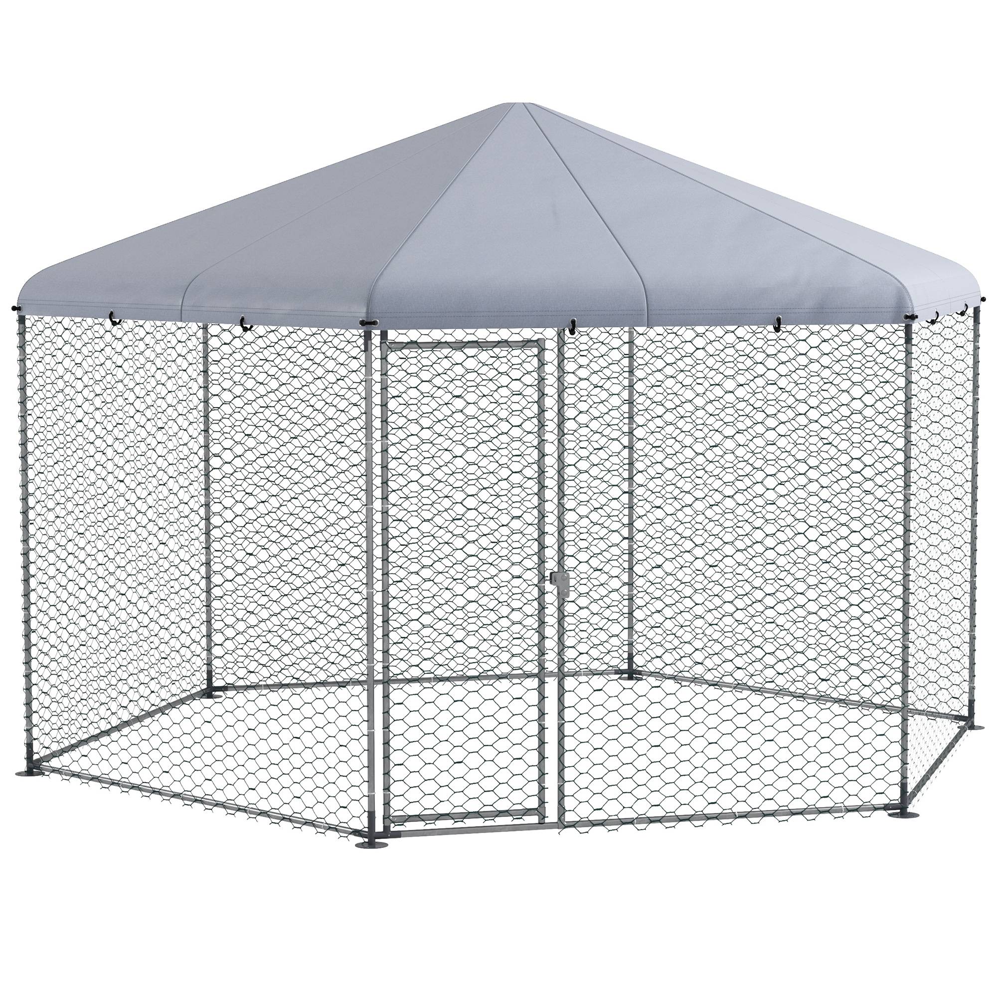 Enclos Poulailler Acier Galvanisé Extérieur 10-15 Poules Toit Bâche 10m² - ComfortXL Pet Living - Image 2