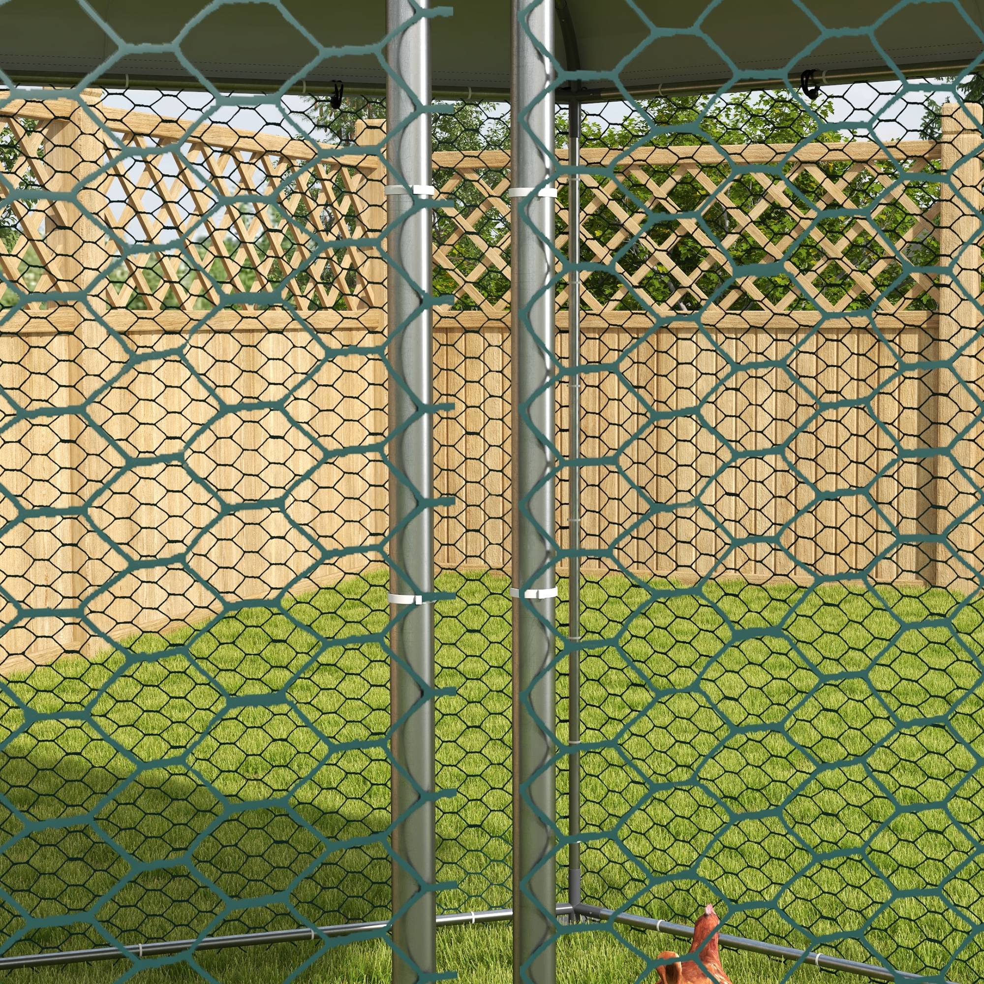 Enclos Poulailler Acier Galvanisé Extérieur 10-15 Poules Toit Bâche 10m² - ComfortXL Pet Living - Image 8