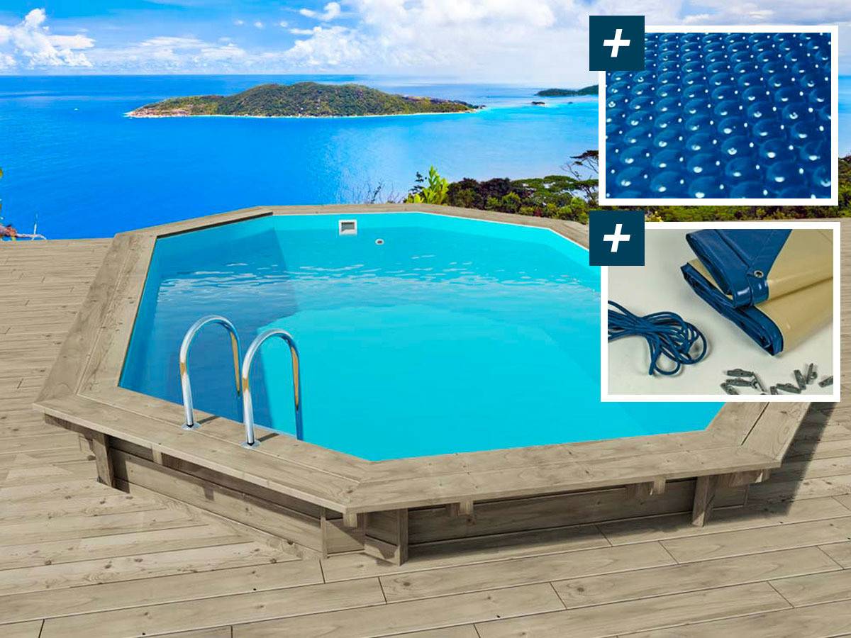 Habitat Et Jardin - Piscine Bois " Florida 130 " - 6.57 X 4.57 X 1.31 M +  Bâche à Bulles 180 µ + Bâche Hiver 280 Gr/m² -habitat Et Jardin - Image 1