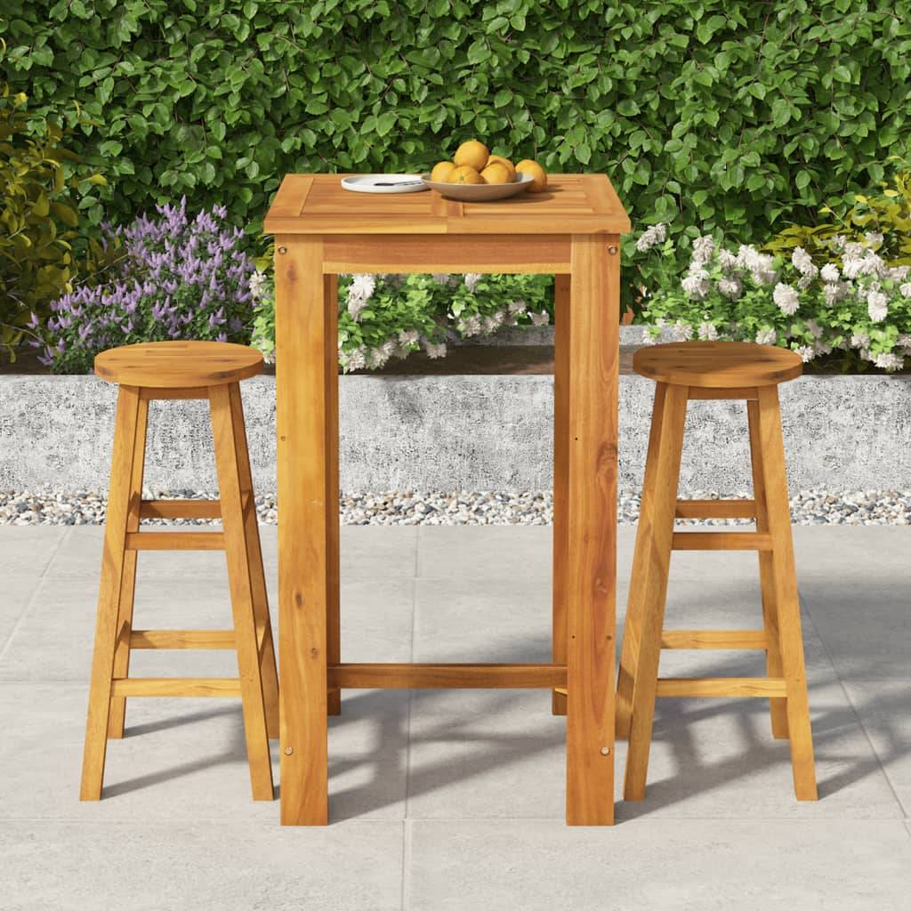 Maison Chic - Ensemble de 3 pcs bar de jardin - Mobilier d'extérieur - Mobilier de jardin bois d'acacia solide-JU2128 - Image 2