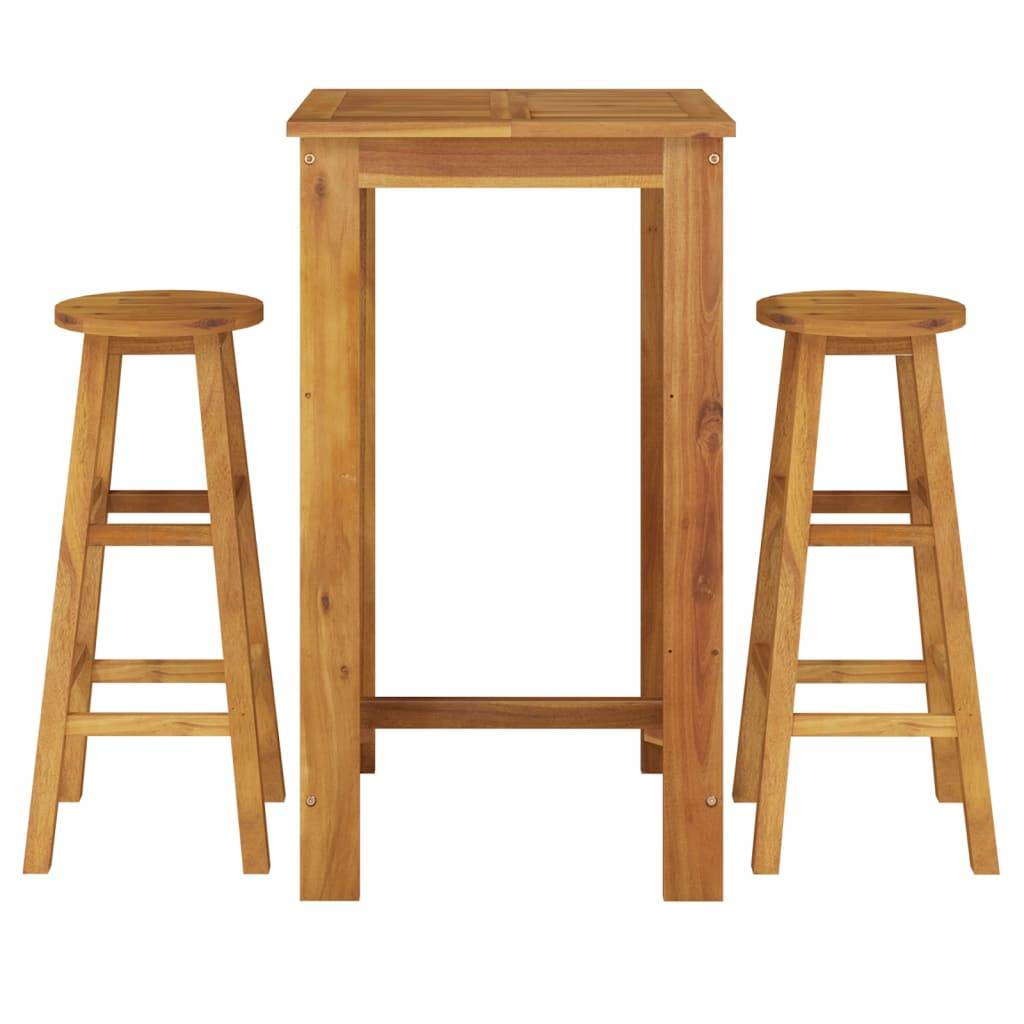 Maison Chic - Ensemble de 3 pcs bar de jardin - Mobilier d'extérieur - Mobilier de jardin bois d'acacia solide-JU2128 - Image 3
