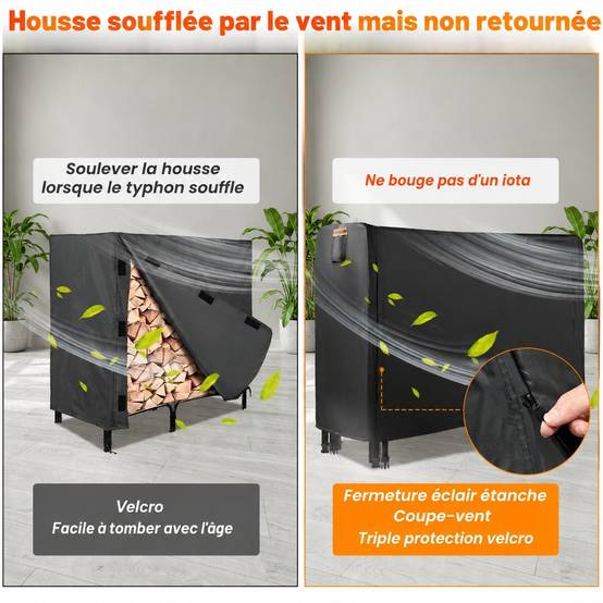 Housse de Protection Bûche 420D Oxford Étanche Ventouse Bandes Réfléchissantes - Image 6