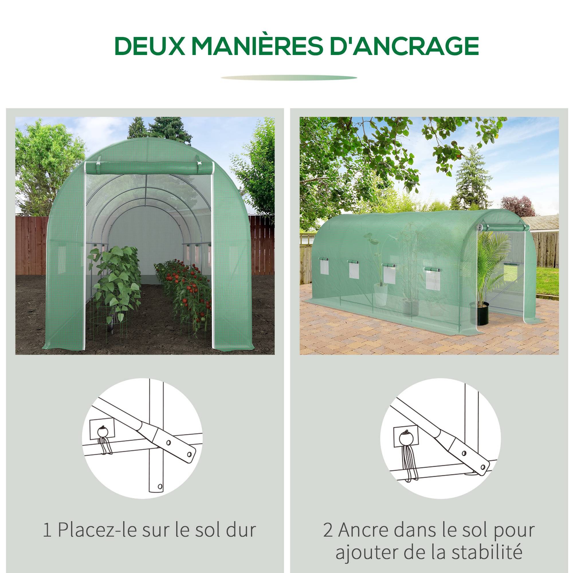 ComfortXL - Serre tunnel acier PE pour plantations rendement optimal 500x200cm Vert - ComfortXL Outdoor Living - Image 8