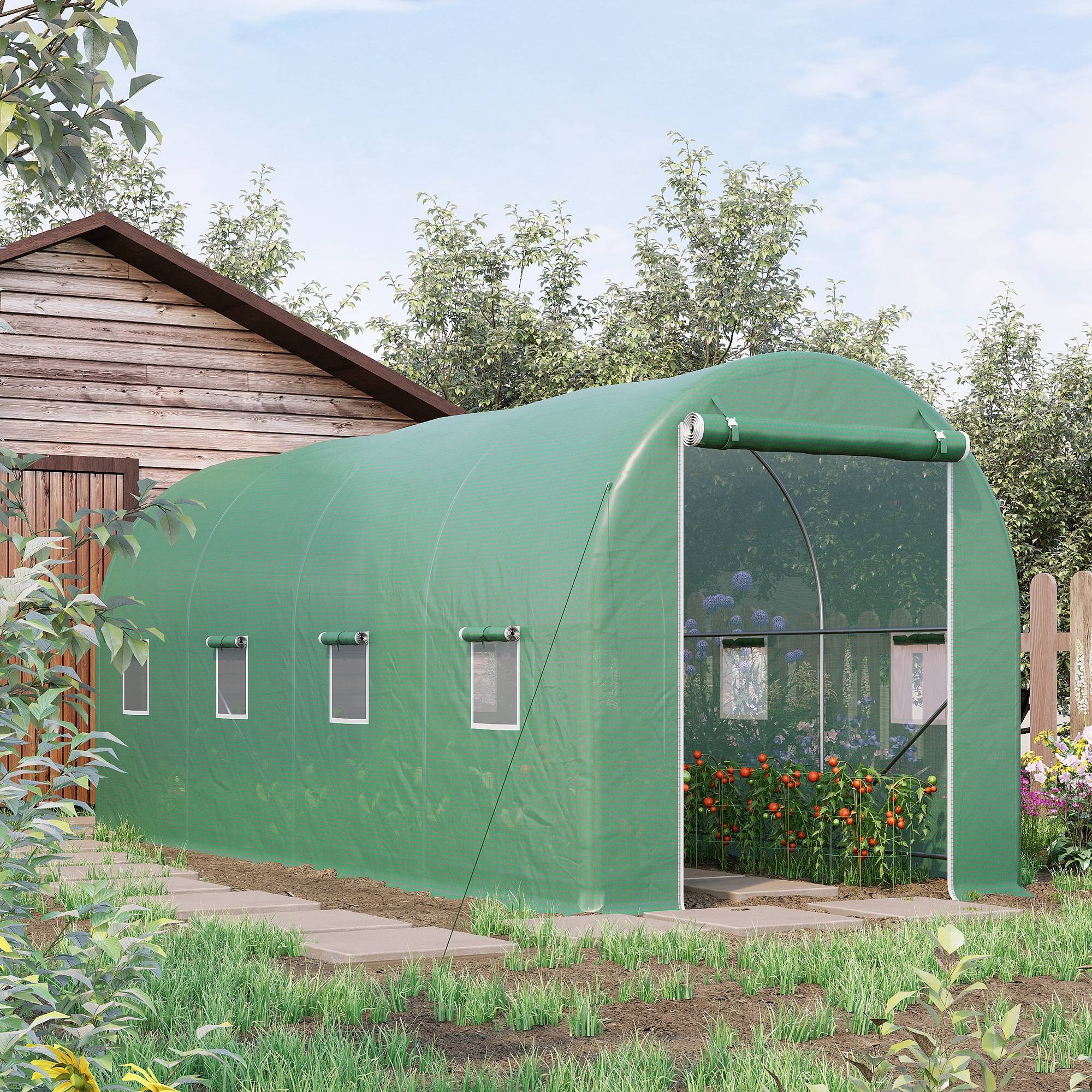 ComfortXL - Serre tunnel acier PE pour plantations rendement optimal 500x200cm Vert - ComfortXL Outdoor Living - Image 3