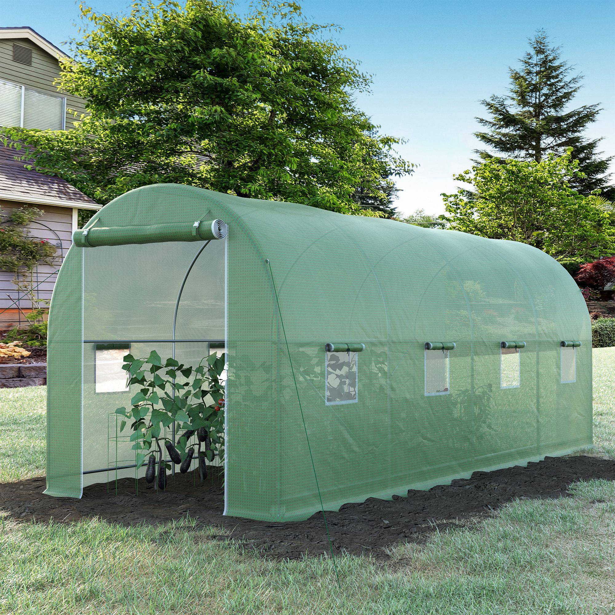 ComfortXL - Serre tunnel acier PE pour plantations rendement optimal 500x200cm Vert - ComfortXL Outdoor Living - Image 4