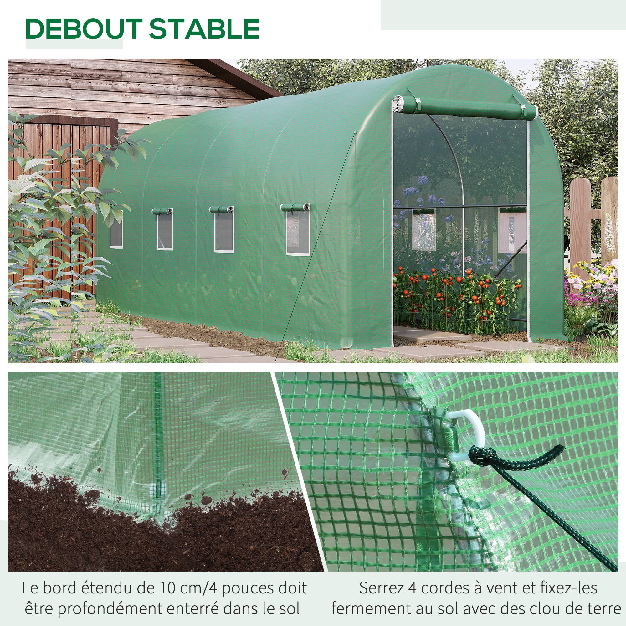 ComfortXL - Serre tunnel acier PE pour plantations rendement optimal 500x200cm Vert - ComfortXL Outdoor Living - Image 7