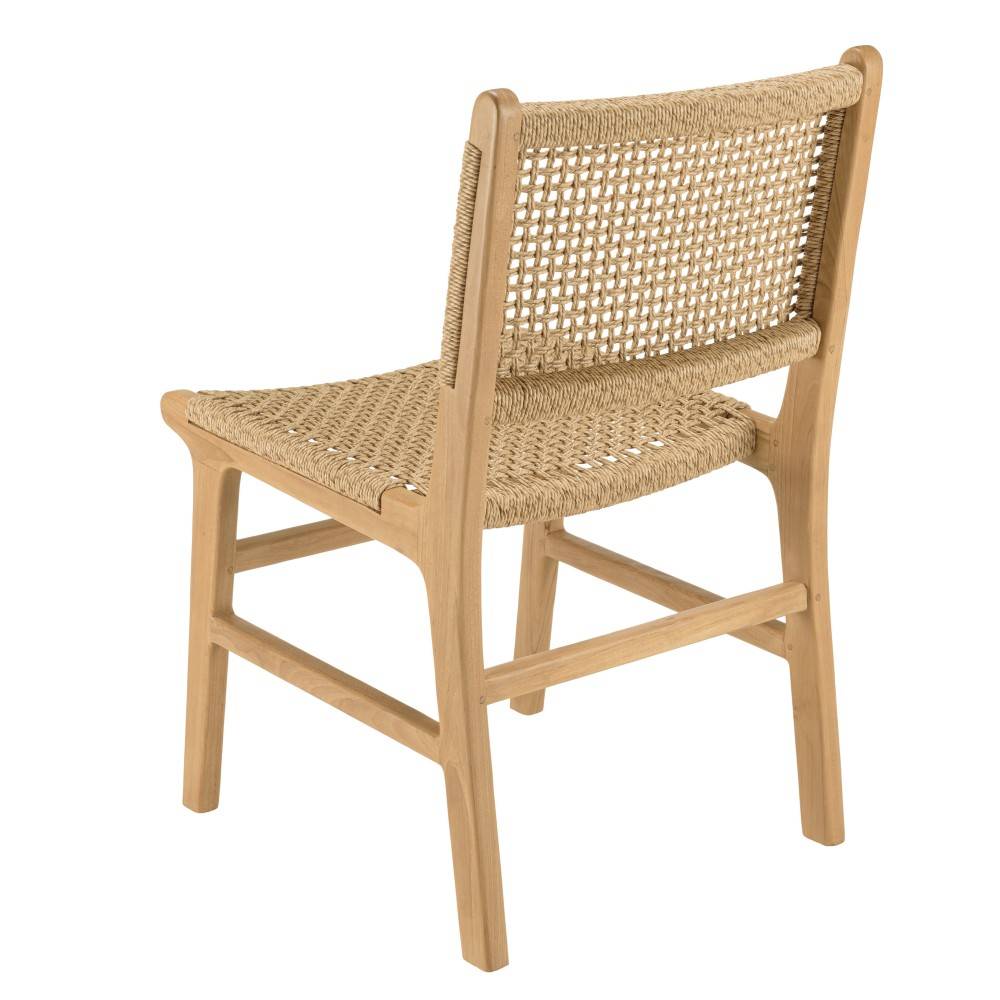 Macabane - VALERIA - Lot de 2 chaises jardin en bois de teck naturel rotin beige - Imagen 8