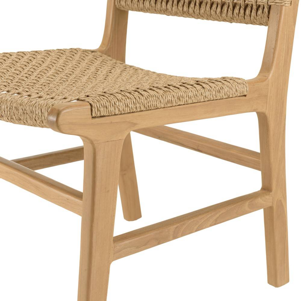 Macabane - VALERIA - Lot de 2 chaises jardin en bois de teck naturel rotin beige - Imagen 7