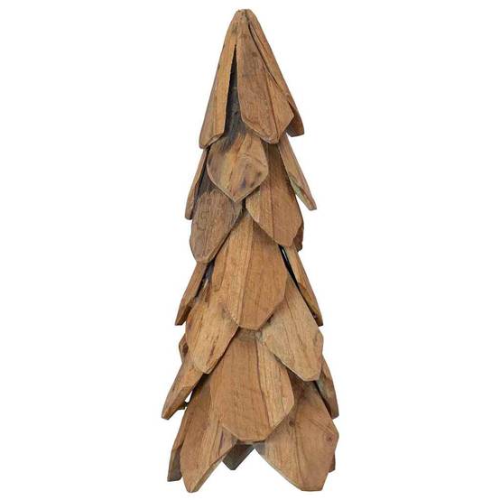 Petit sapin de Noël en bois de teck décoration moderne pour salon 50 cm – ComfortXL Outdoor Living - Image 2