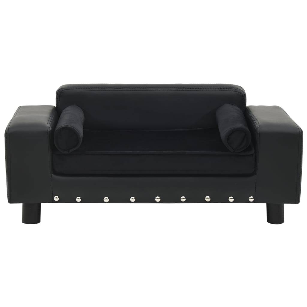 Canapé pour chien similicuir et peluche noir 81 x 43 x 31 cm - PANGIVO - Image 3