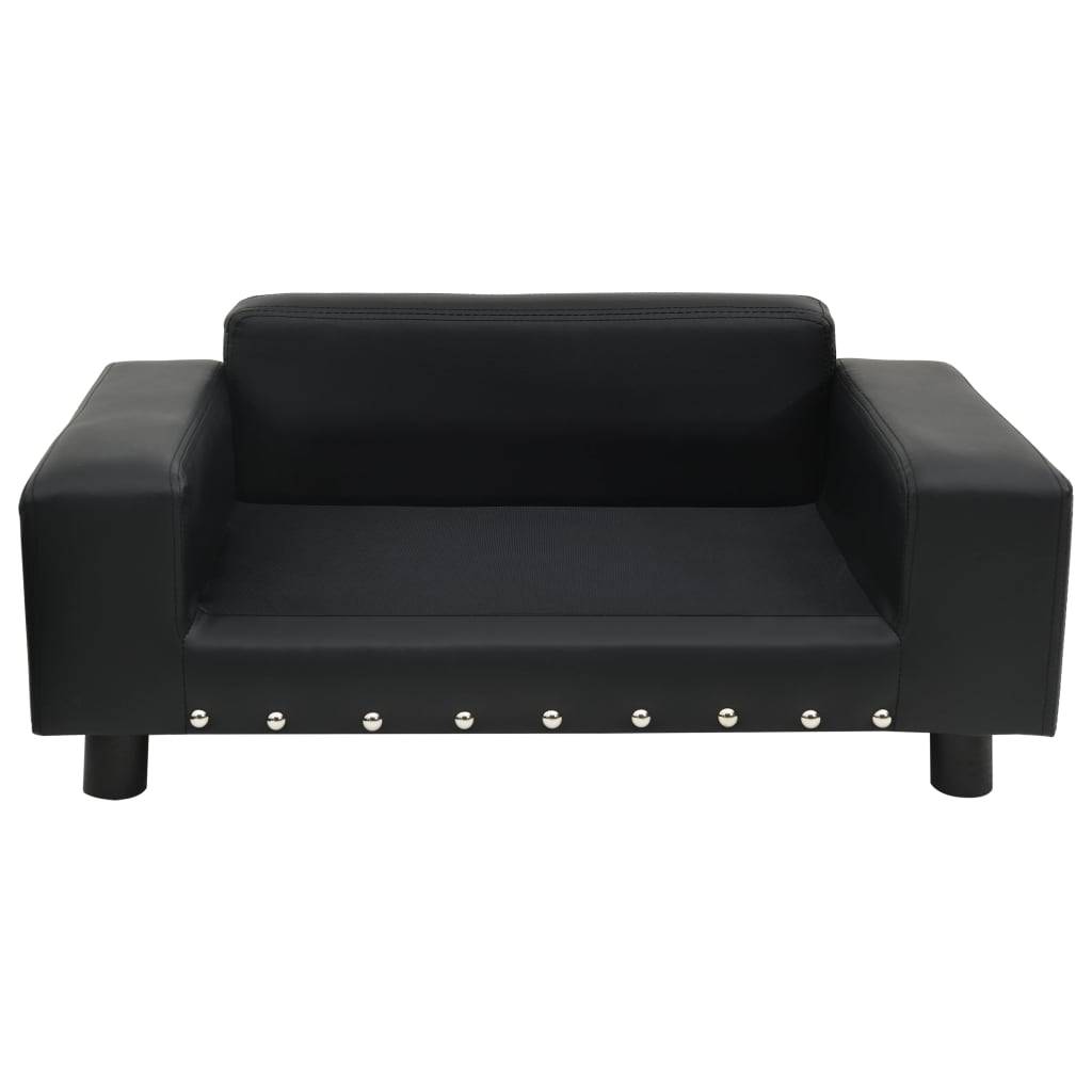Canapé pour chien similicuir et peluche noir 81 x 43 x 31 cm - PANGIVO - Image 2
