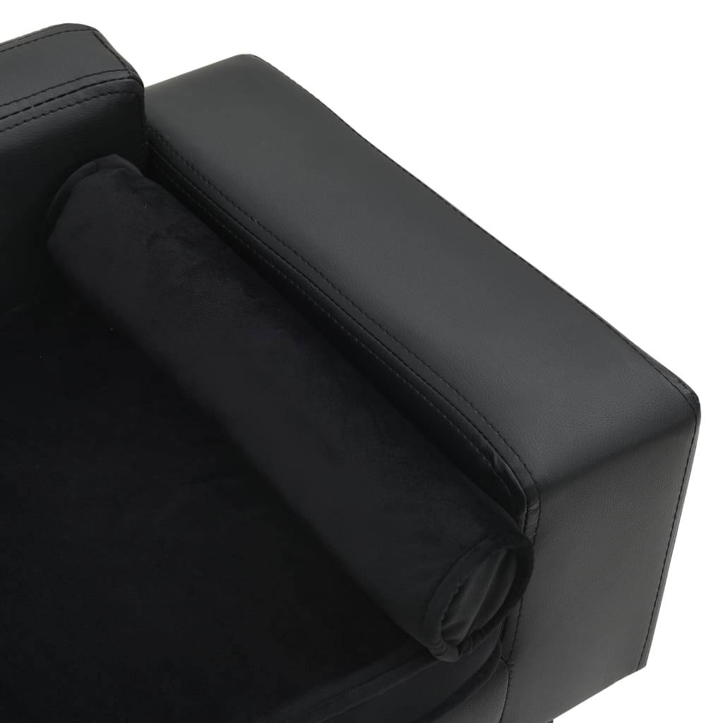 Canapé pour chien similicuir et peluche noir 81 x 43 x 31 cm - PANGIVO - Image 5