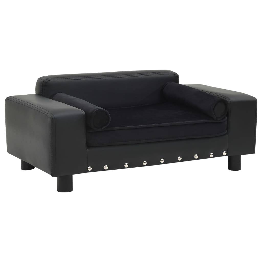 Canapé pour chien similicuir et peluche noir 81 x 43 x 31 cm - PANGIVO - Image 1