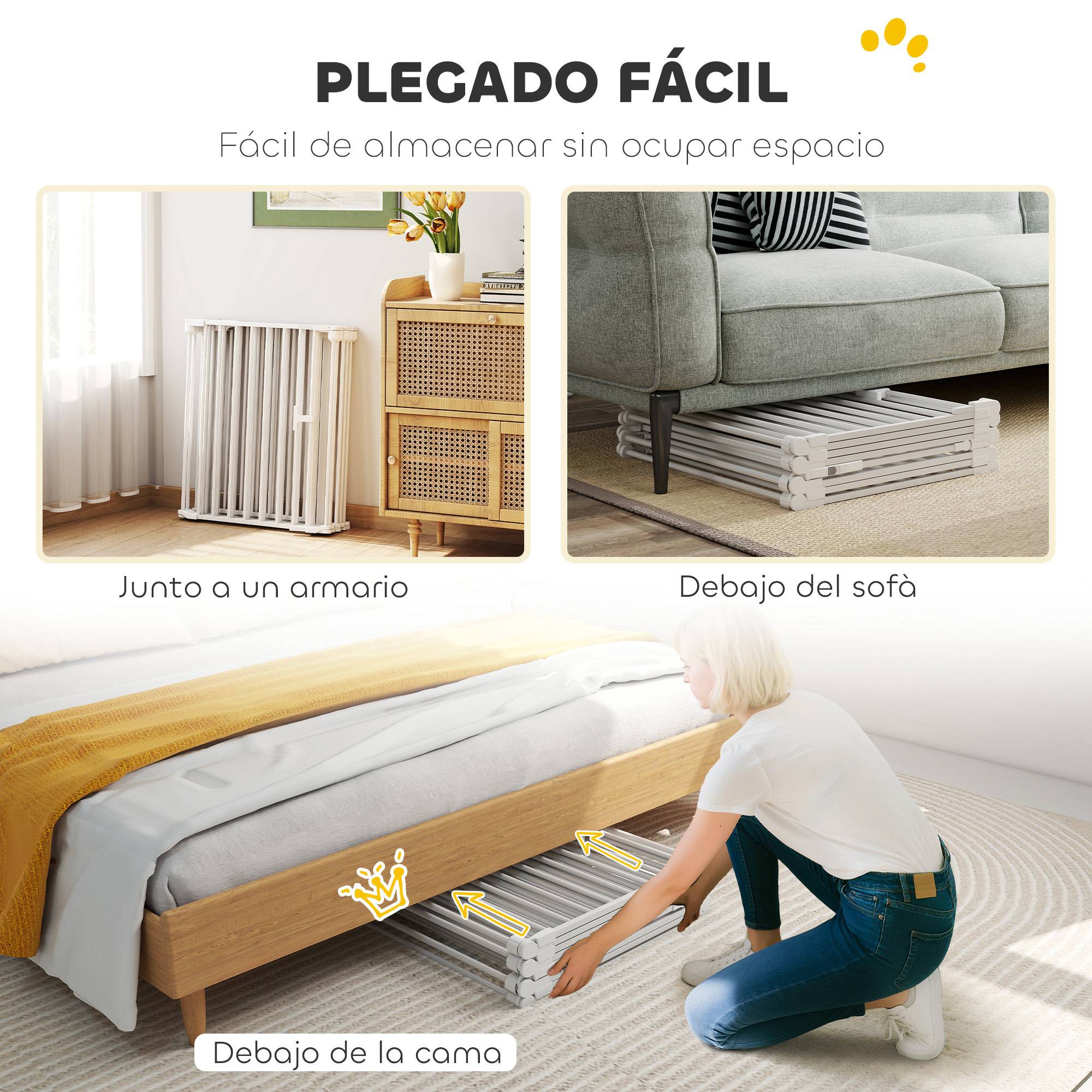 Barrière pliable pour chien, clôture pour animaux de compagnie à 8 panneaux, barrière à double verrouillage pour escaliers et couloirs, blanche - Image 10