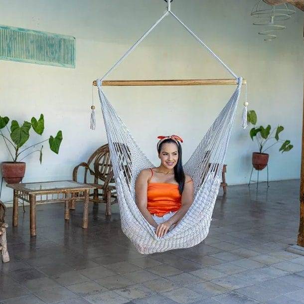 Hamac Del Sol - Hamac Chaise Jinopete XL Blanc et Gris- Hamac del Sol - Imagen 3