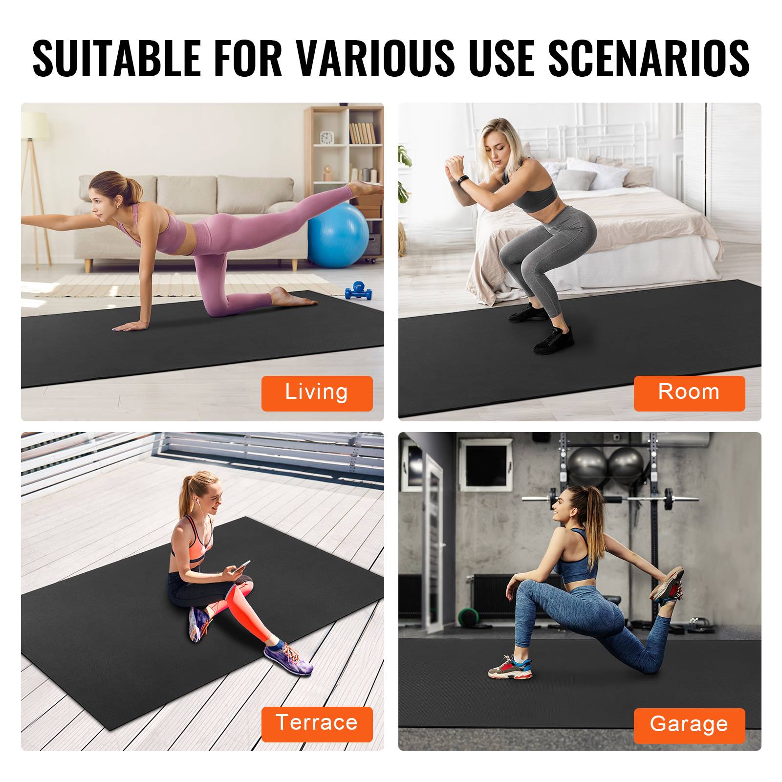 VEVOR Tapis de yoga antidérapant tapis d'entraînement 2750 x 1830 mm pilates - Image 6