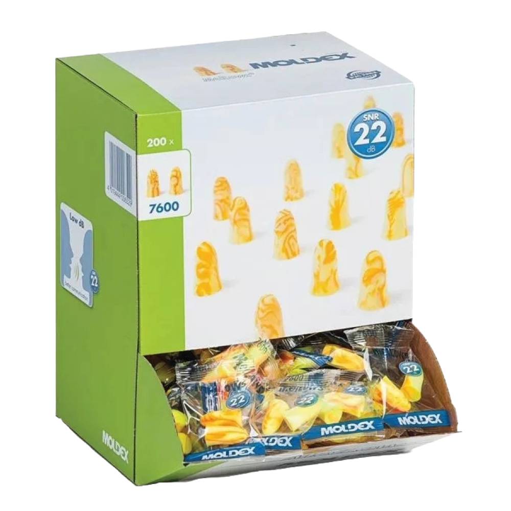Bouchons d'oreilles antibruit en mousse jetables SNR 22 dB Moldex MelLows (Boîte de 200 paires) Jaune Unique - Image 1