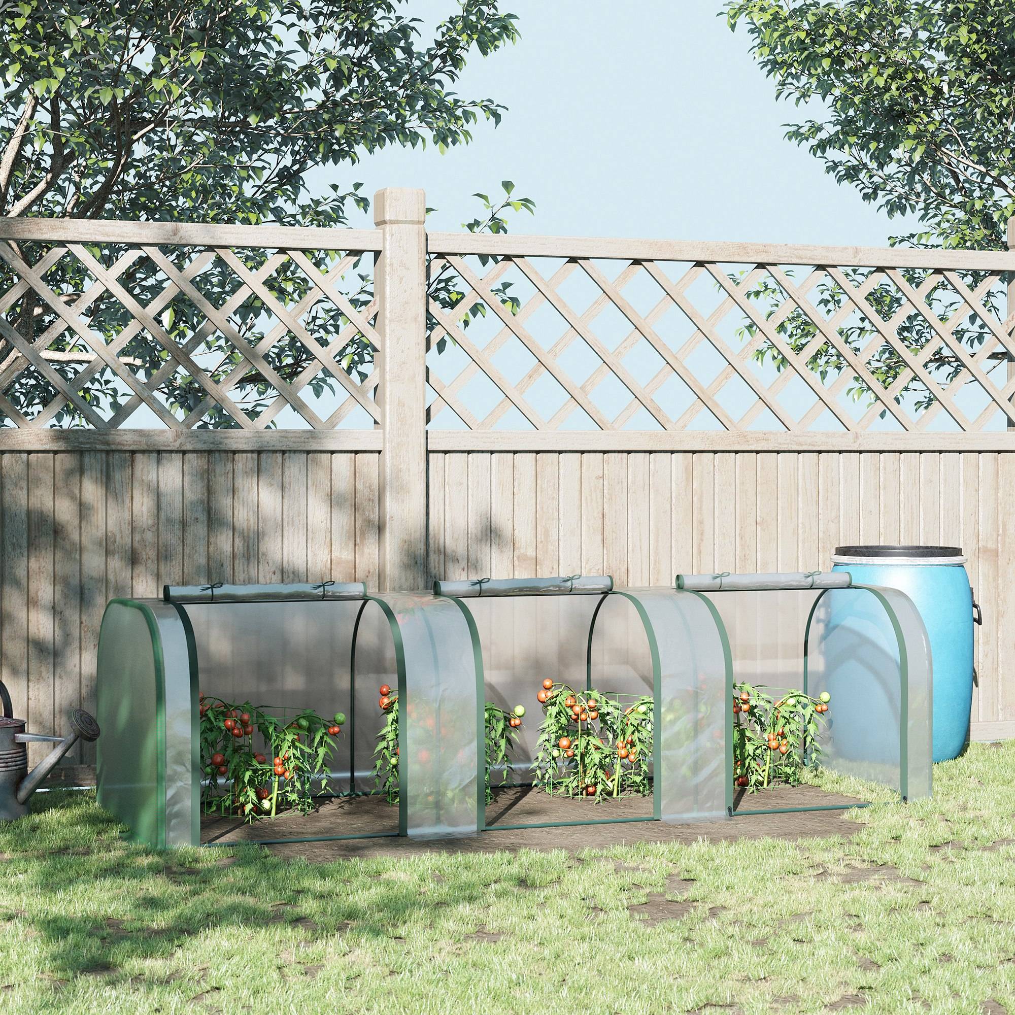 Serre transparente aluminium 295x100x80cm, structure acier durable, trois portes enroulables fonctionnelles - Image 3