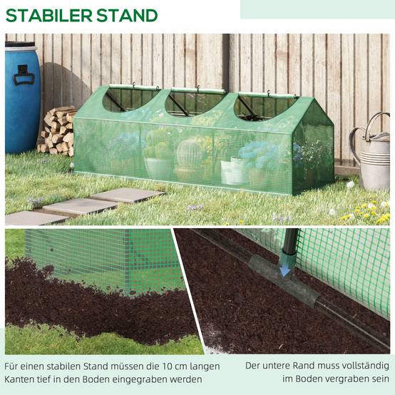 Serre Tunnel Jardin Acier et PE Protection Plantes 180x60x60cm Vert - ComfortXL Outdoor Living - Image 6