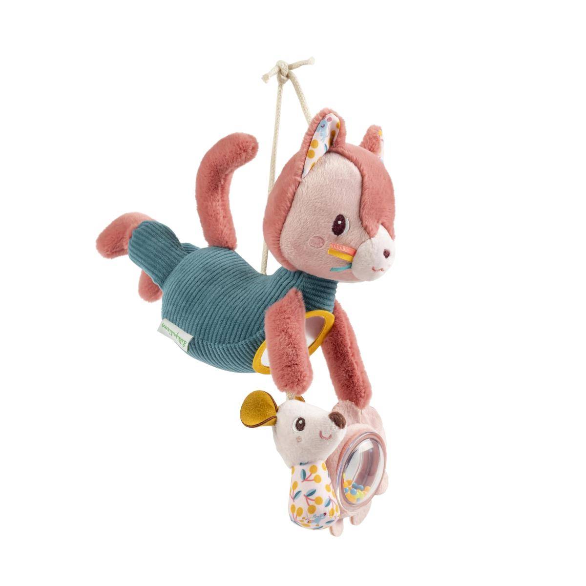 Jeanne Le Chat - Peluche Nomade d activites - Rose et Vert - 26 cm - Lilliputiens