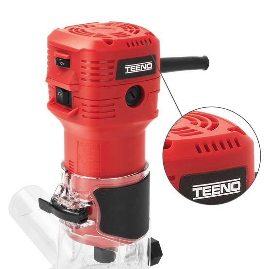 Affleureuse Électrique 650W 15000-32000 RPM Avec Housse Anti Poussière, Affleureuse à Bois Avec 5 Fraises Queue de 1/4", 6 Vitesses Variables, Base - Image 4