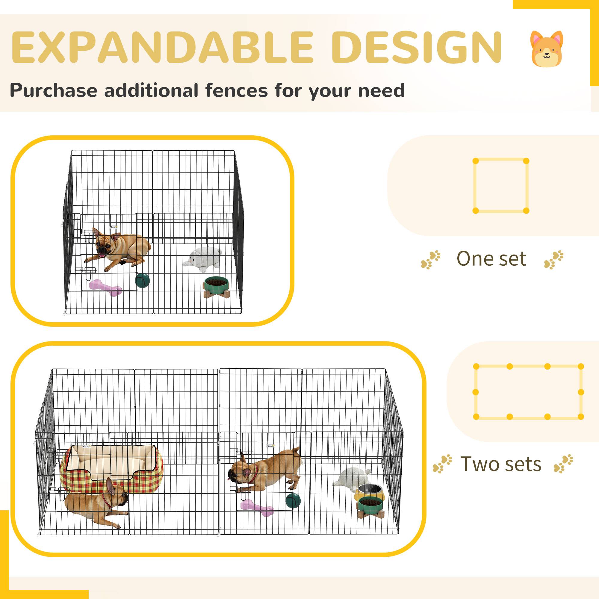 Parc pour chien 8 panneaux 76 x 61 cm, forme personnalisée, avec porte et double verrouillage, pour jardin ou terrasse, noir - Image 10