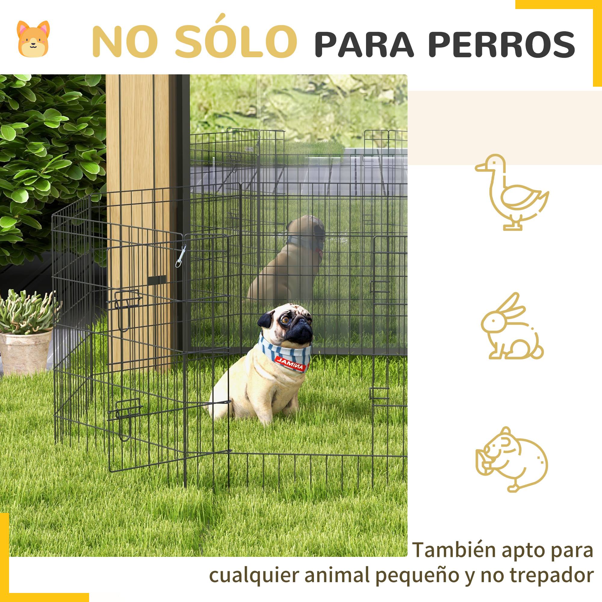 Parc pour chien 8 panneaux 76 x 61 cm, forme personnalisée, avec porte et double verrouillage, pour jardin ou terrasse, noir - Image 7