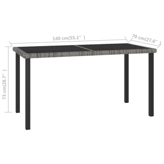 Table à dîner de jardin Résine tressée Gris 140 x 70 x 73 cm - PANGIVO - Image 5