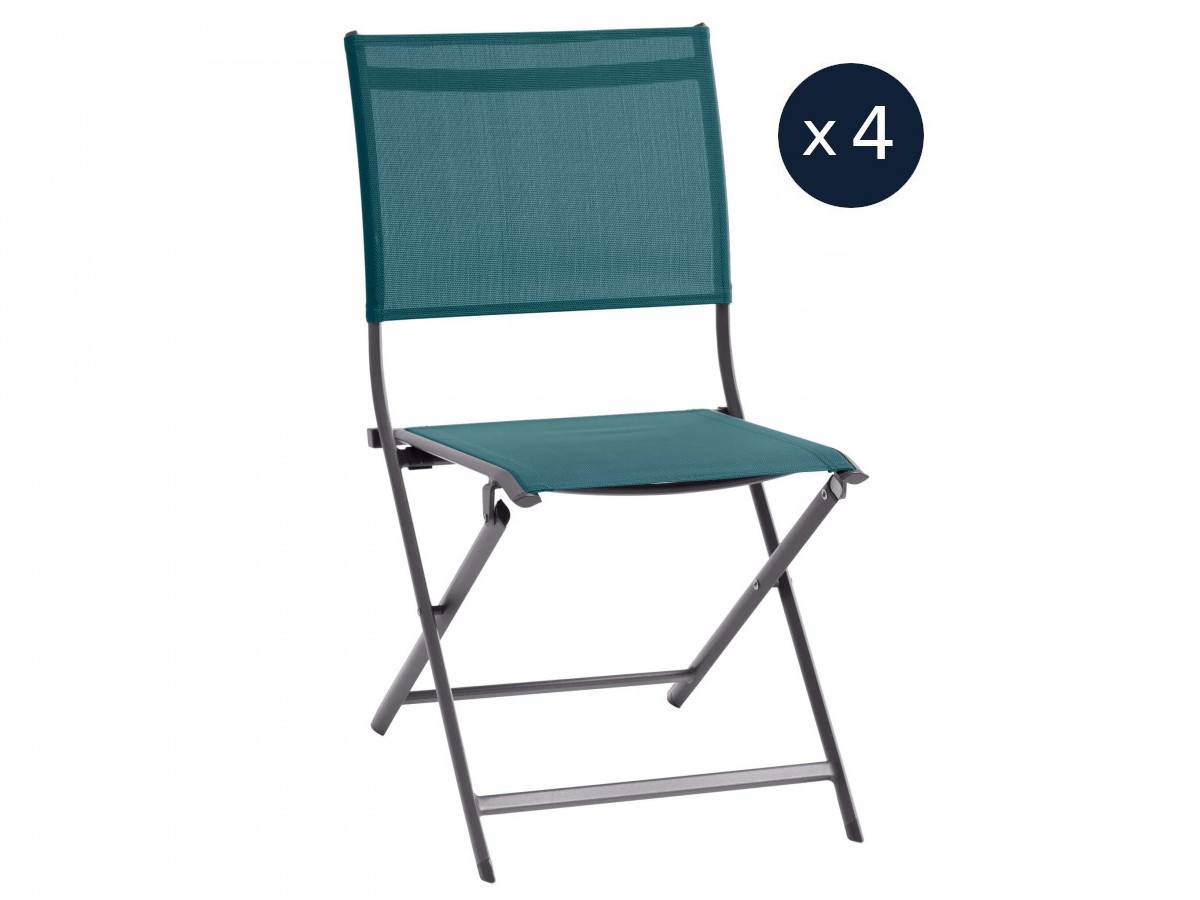 Hesperide - Lot de 4 chaises de jardin en aluminium pliables Bleu Canard Axant - Hespéride - Imagen 1