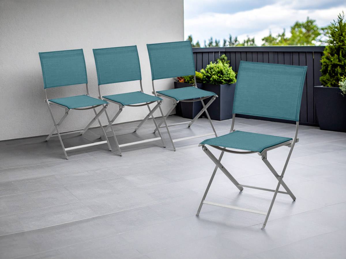 Hesperide - Lot de 4 chaises de jardin en aluminium pliables Bleu Canard Axant - Hespéride - Imagen 2