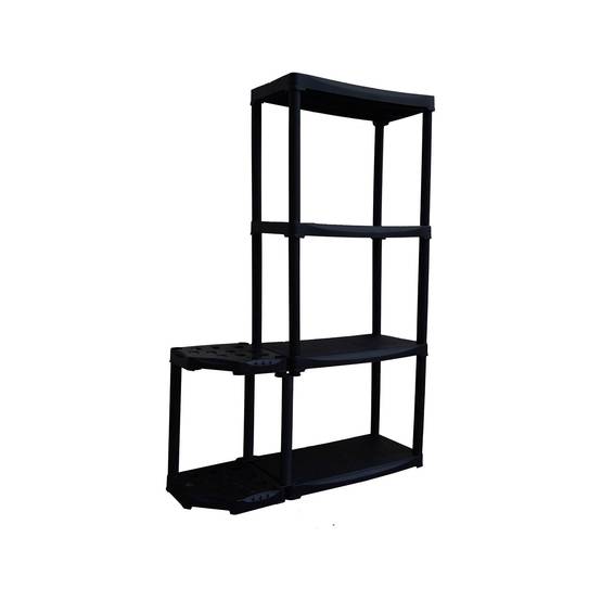 Dmora - Armoire d'extérieur Beveren, Etagère d'extérieur, Armoire de balcon polyvalente avec 2 étagères, 100% Made in Italy, 89x30h133 cm, Anthracite - Dmora - Image 1