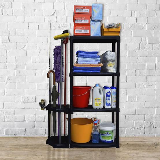 Dmora - Armoire d'extérieur Beveren, Etagère d'extérieur, Armoire de balcon polyvalente avec 2 étagères, 100% Made in Italy, 89x30h133 cm, Anthracite - Dmora - Image 4