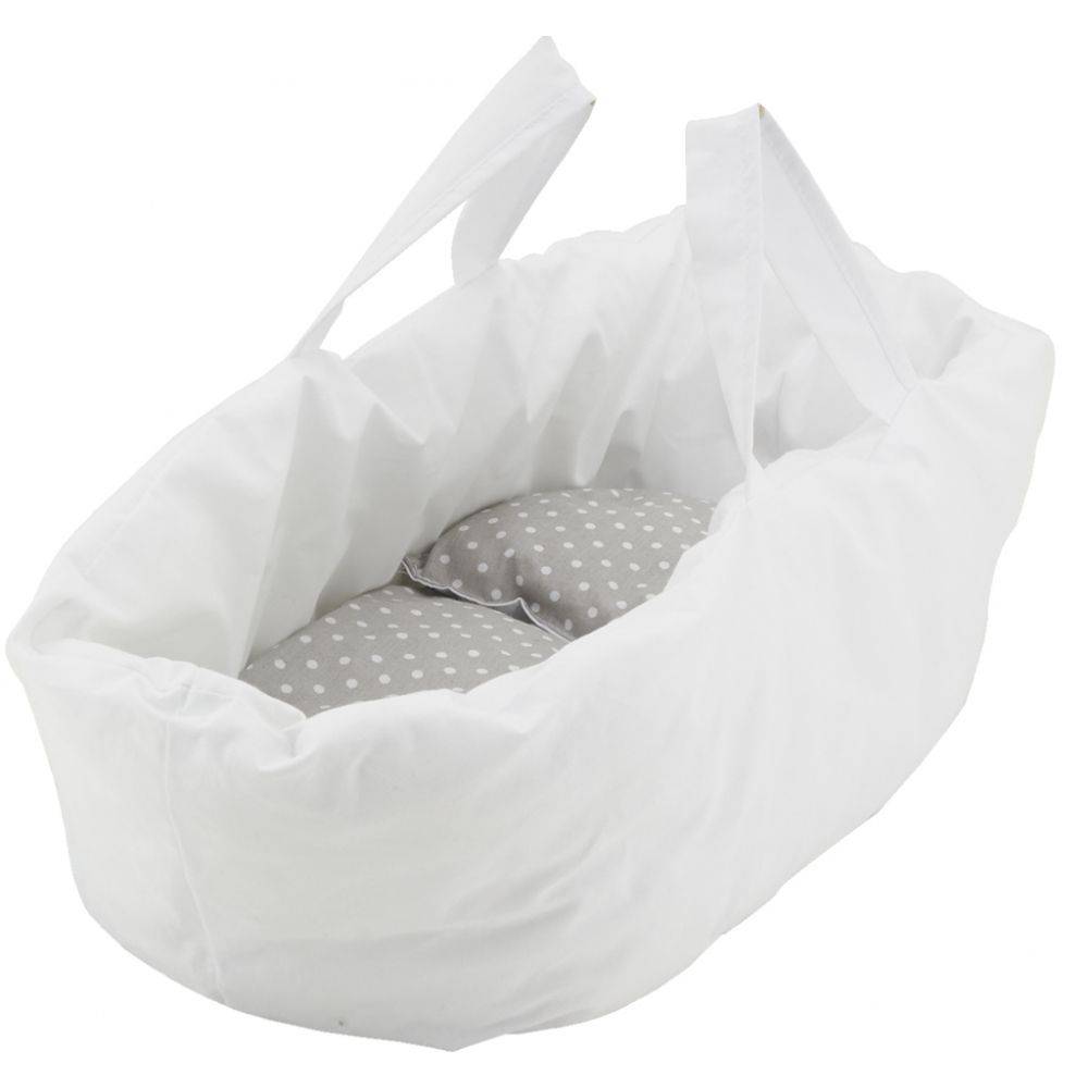 Aubry Gaspard - Berceau de poupée en osier buff tissu gris - Imagen 3