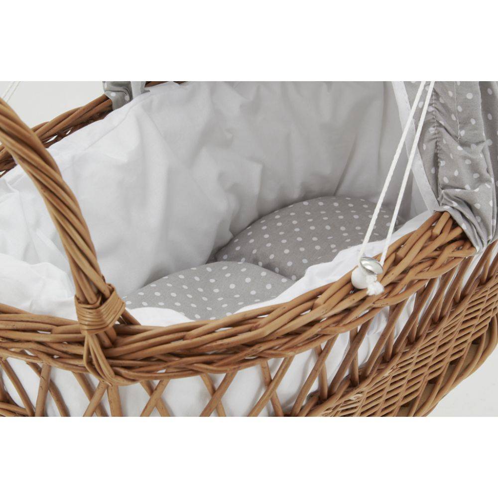 Aubry Gaspard - Berceau de poupée en osier buff tissu gris - Imagen 2