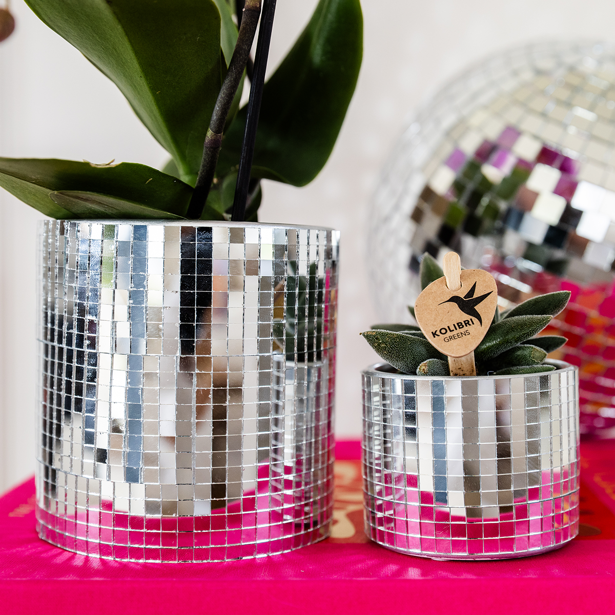 Cache-pot céramique effet miroir - éclat disco glamour - Pot de 9cm - Image 2