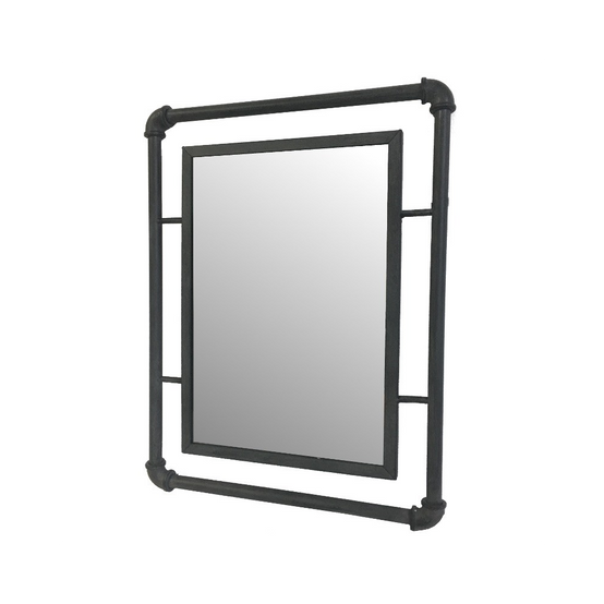~ Miroir rectangulaire indutriel vintage mural métal gris 42 x 54 cm Chemin de campagne - Imagen 2