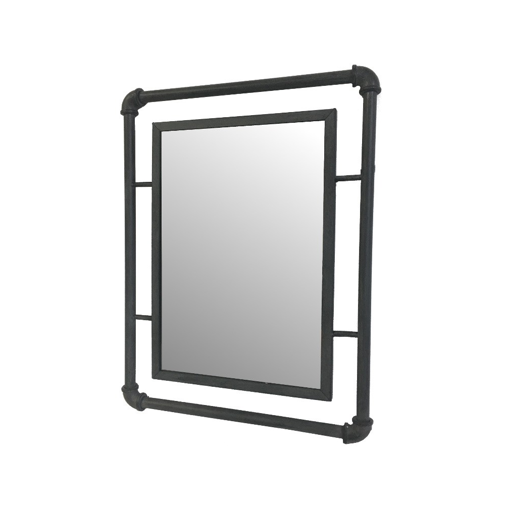 ~ Miroir rectangulaire indutriel vintage mural métal gris 42 x 54 cm Chemin de campagne - Imagen 2