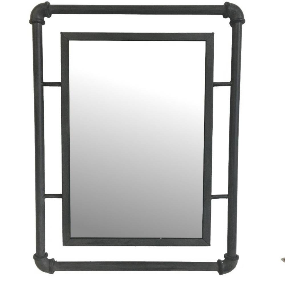 ~ Miroir rectangulaire indutriel vintage mural métal gris 42 x 54 cm Chemin de campagne - Imagen 1