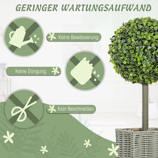 Lot de 2 Buis Artificiels Boule Pot Tressé Intérieur Extérieur Anti UV Vert 50cm - ComfortXL Outdoor Living - Image 8