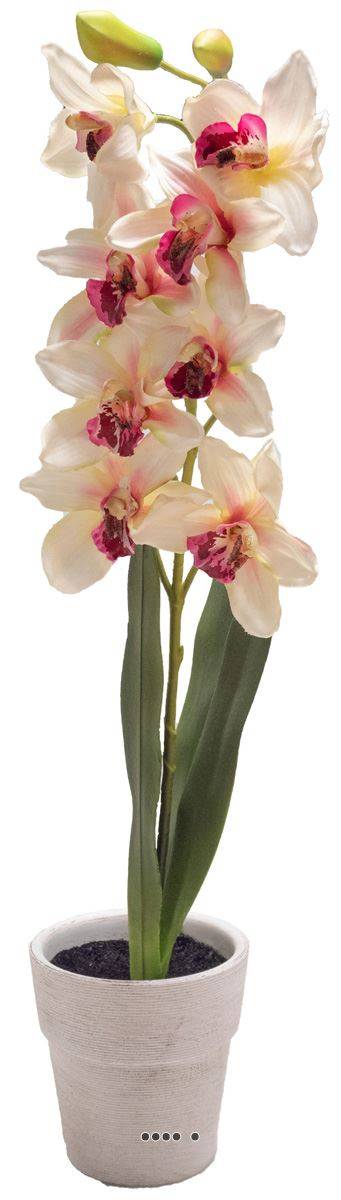 Artificielles - Grande orchidée artificielle en pot H 68 cm Blanc rose - couleur: Blanc rose - Imagen 2