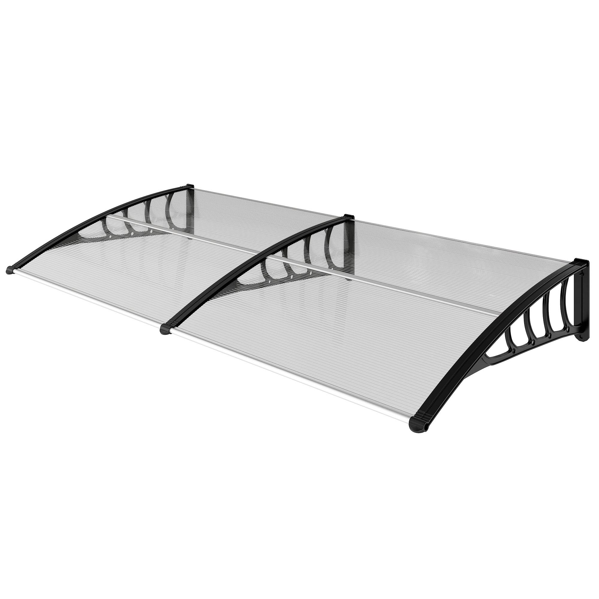Auvent de protection extérieur 200 x 96 x 27 cm pour portes et fenêtres, contre le soleil et la pluie, transparent - Image 2