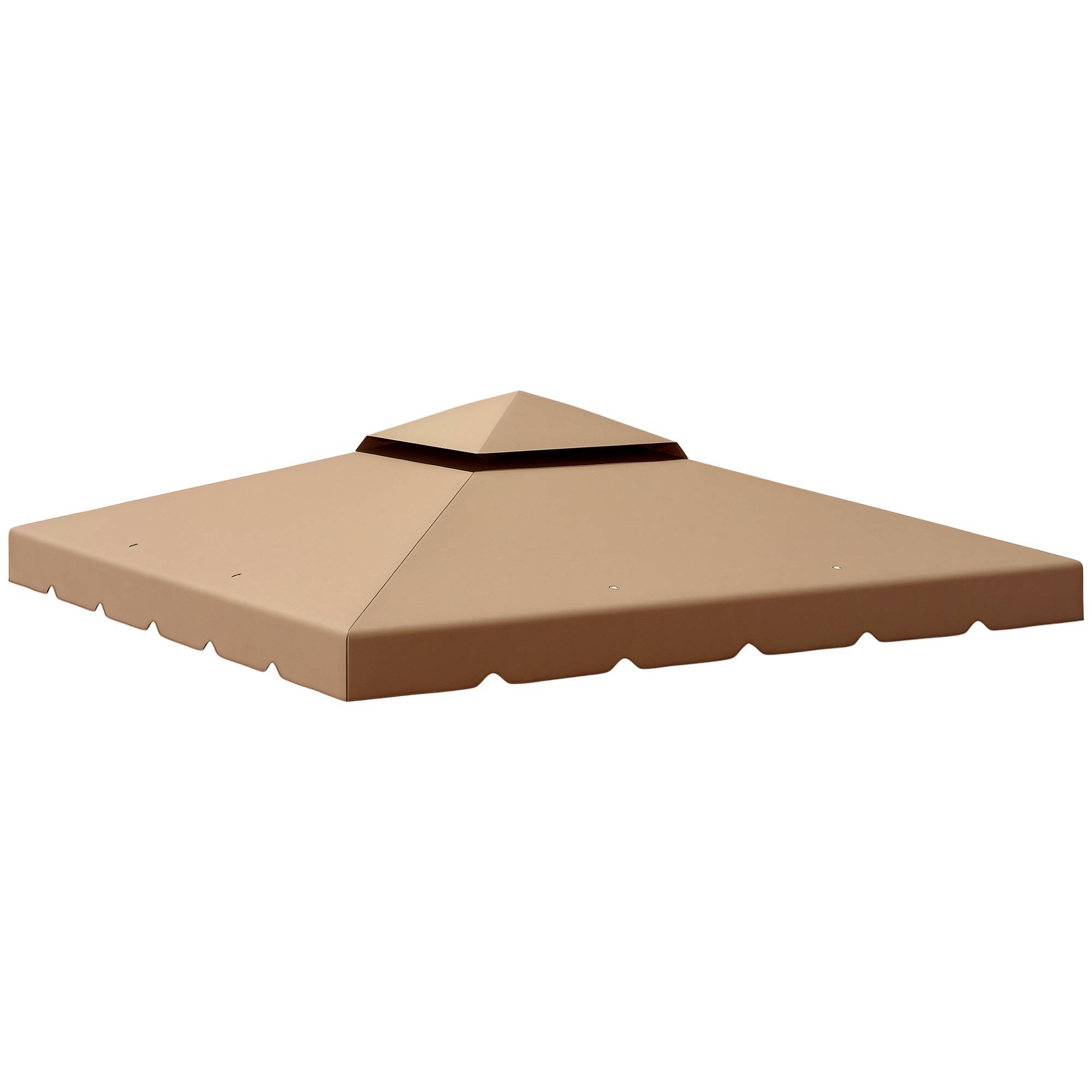 Toit de rechange pour cenador 3x3 m, housse double toit et 8 trous de drainage, kaki - Image 1