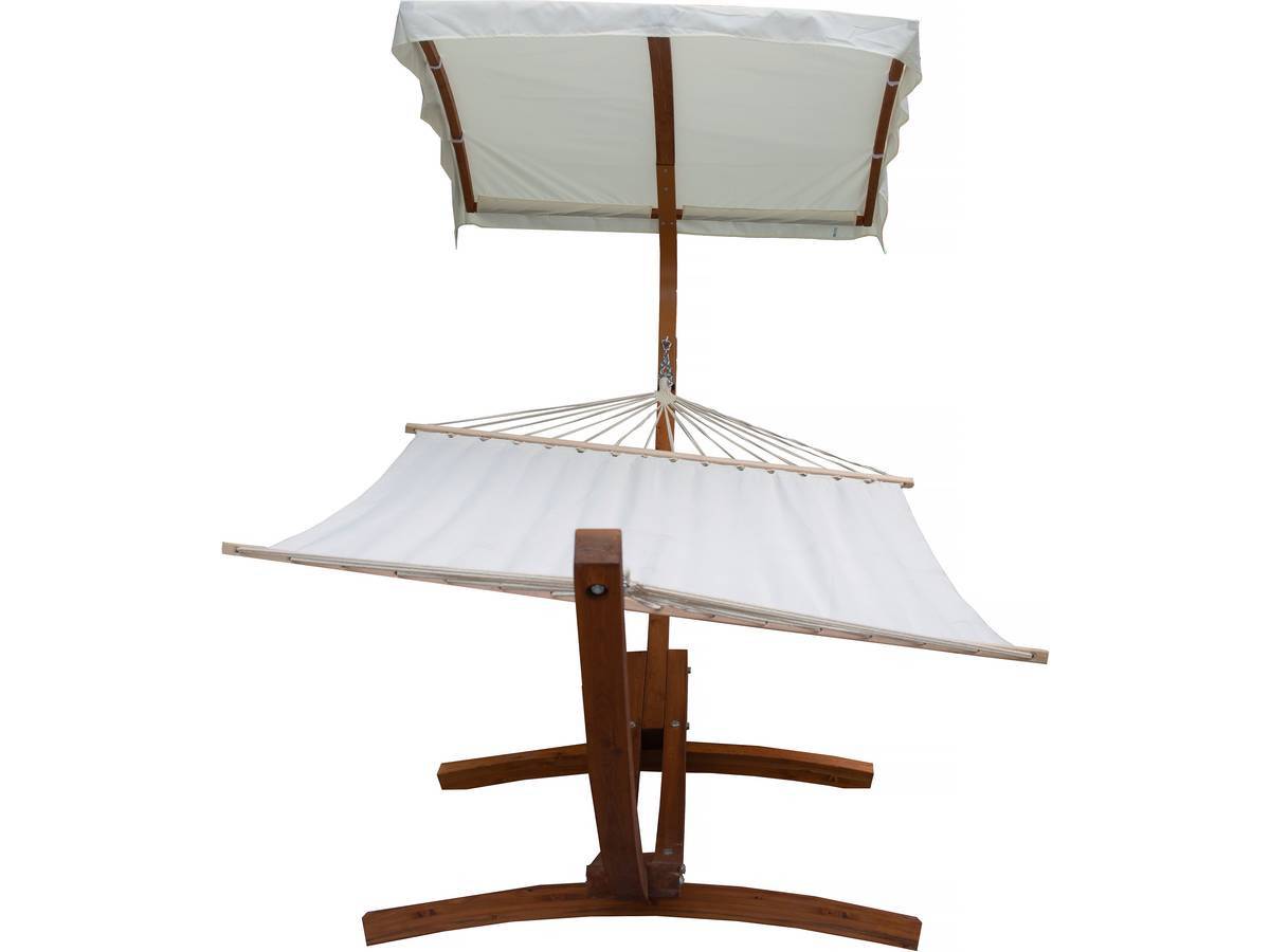 Habitat Et Jardin - Hamac Bois "dallas Xl" - Avec Toile En Coton Et Auvent - Ecru -habitat Et Jardin - Imagen 2