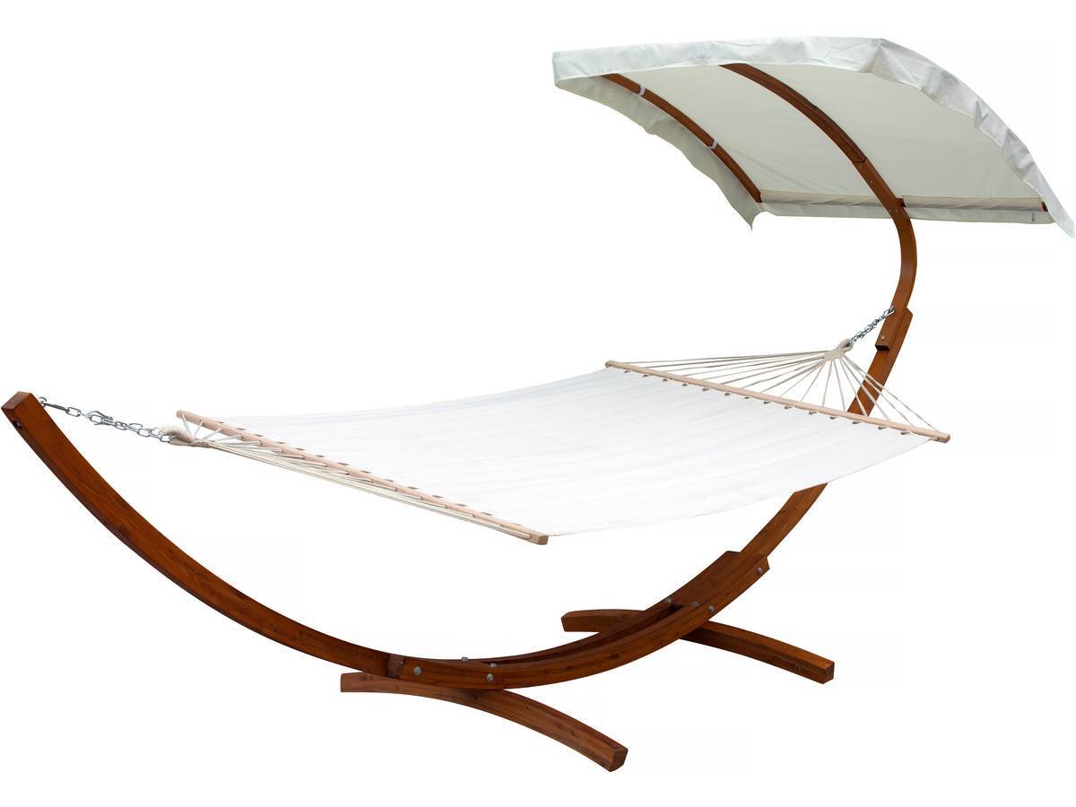 Habitat Et Jardin - Hamac Bois "dallas Xl" - Avec Toile En Coton Et Auvent - Ecru -habitat Et Jardin - Imagen 1