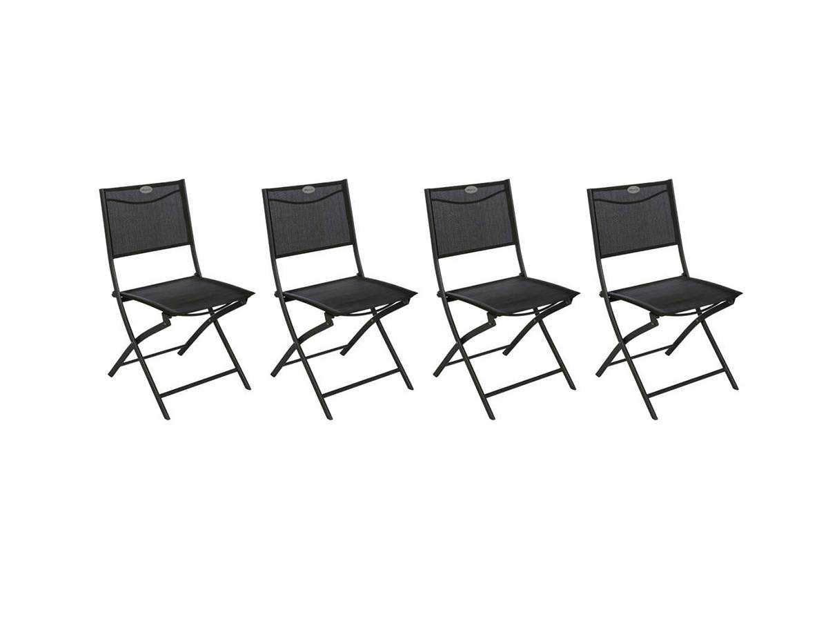 Hesperide - Lot de 4 Chaises de jardin pliante métal Modula Gris Anthracite / Graphite - Hesperide - Imagen 1