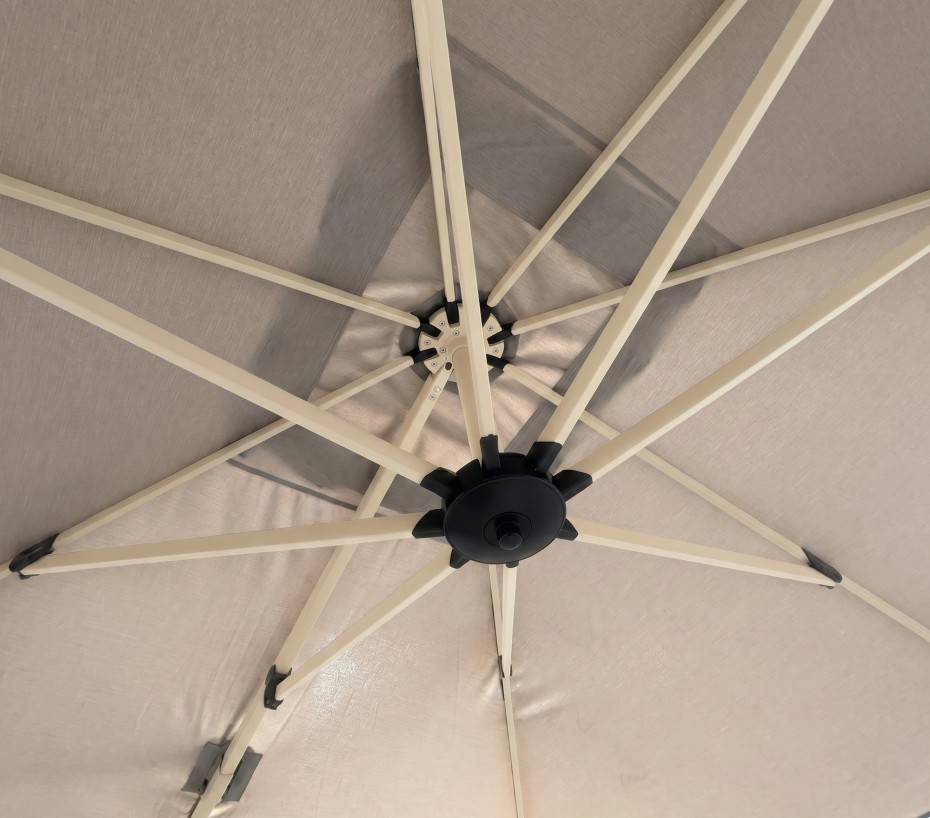 Ozalide - Parasol déporté 3.5x2.6m  beige et lin  DIAMANT - Image 4