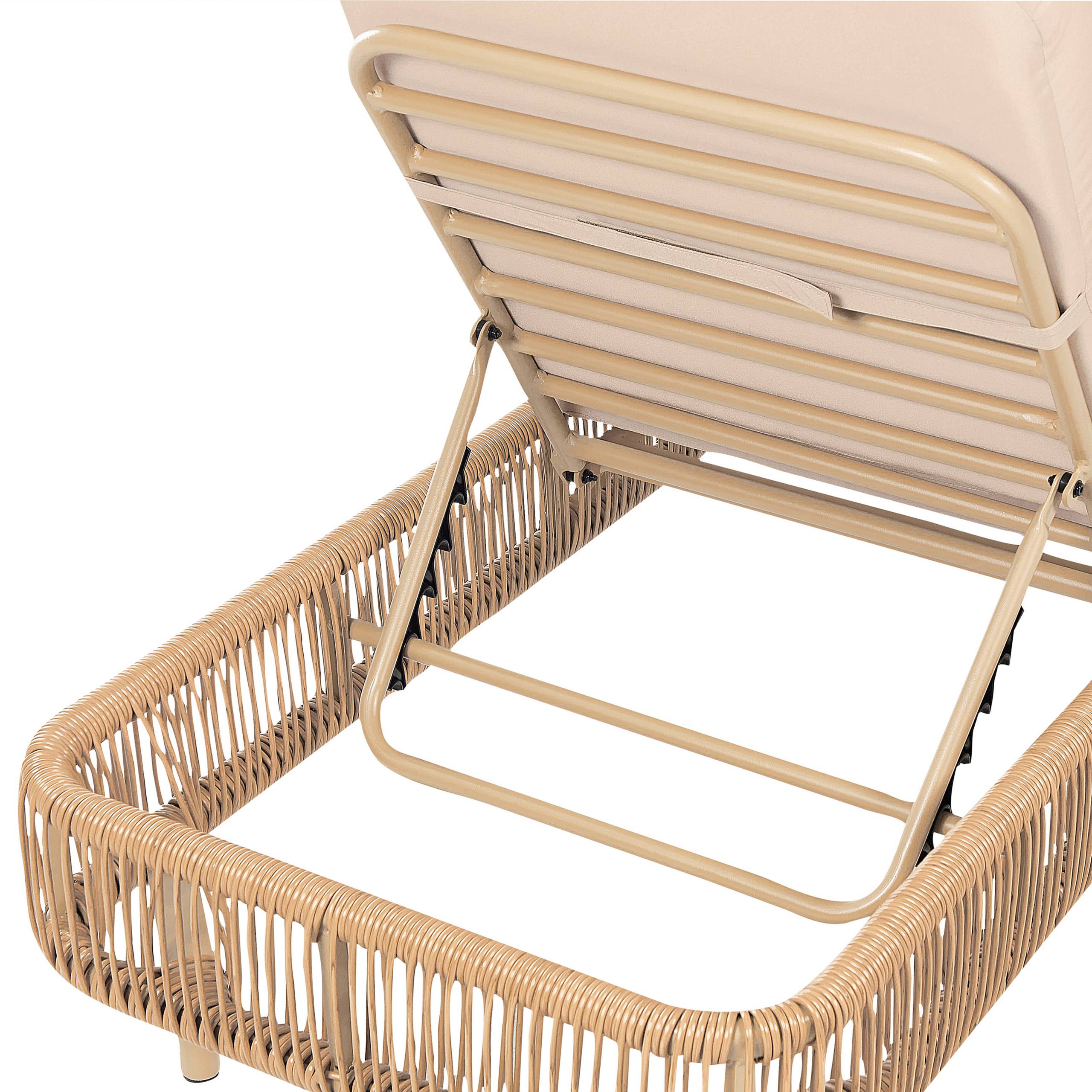Beliani - Chaise longue Polyrotin Beige OSINI - Beliani - Imagen 7