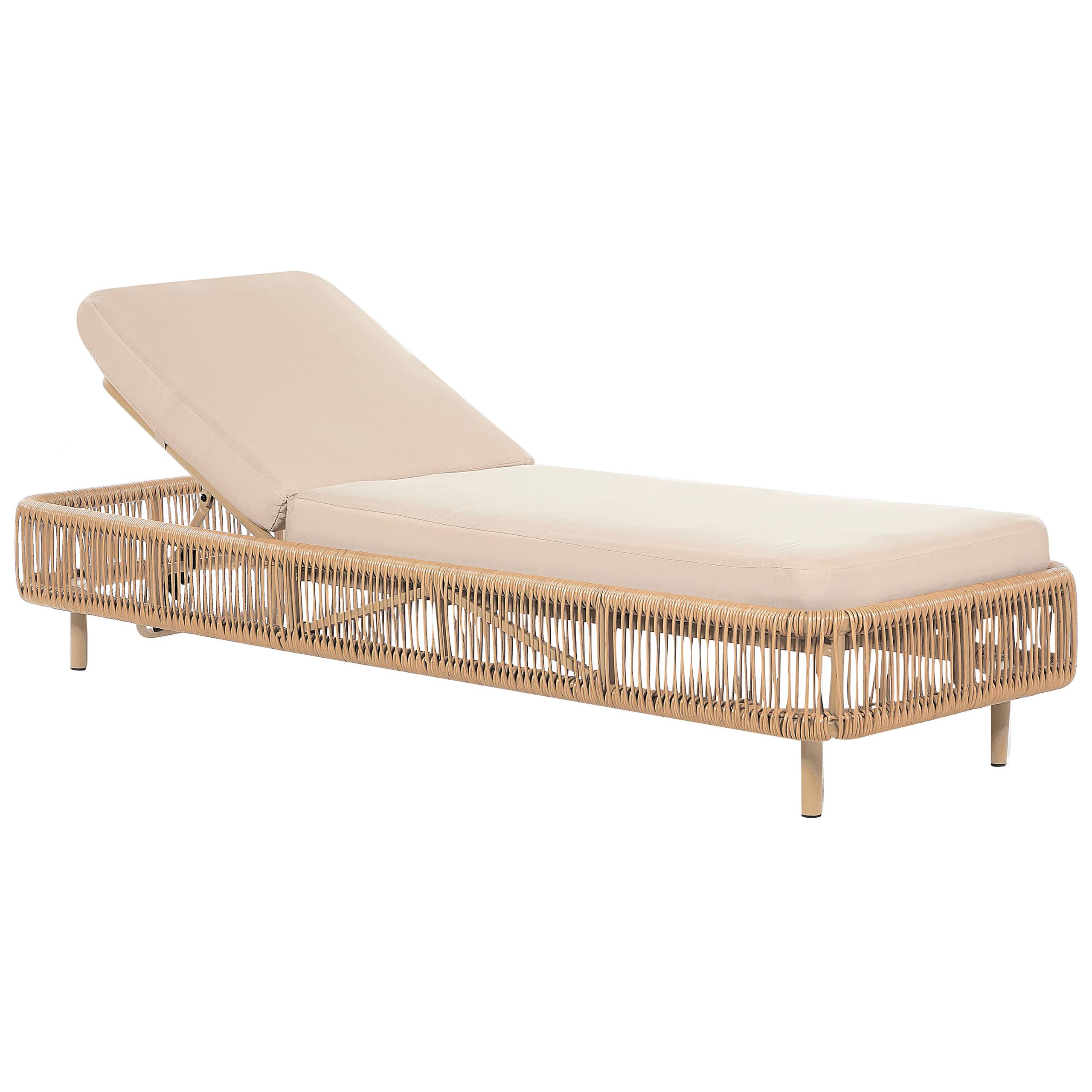 Beliani - Chaise longue Polyrotin Beige OSINI - Beliani - Imagen 2