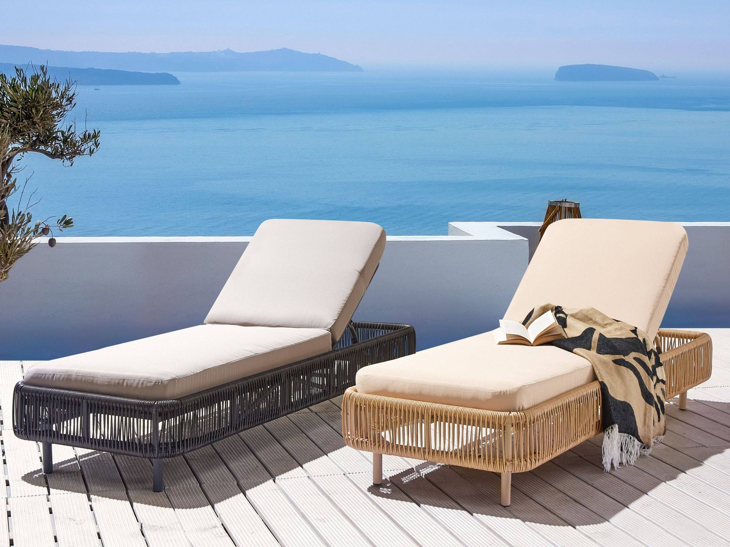 Beliani - Chaise longue Polyrotin Beige OSINI - Beliani - Imagen 1