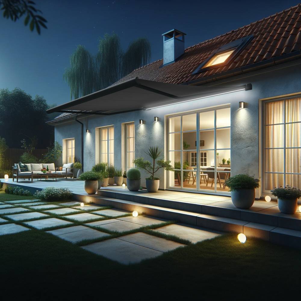 Intersun - Store banne coffre HEVOA 4,05x3,50 M (Motorisé Secours à Télécommande + LED - Gris Anthracite - Gris Graphite) - INTERSUN - Imagen 3